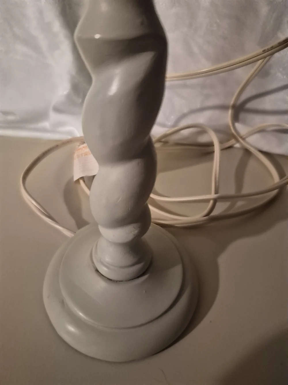Cream Hand Carved And Turned Stone Table Lamp